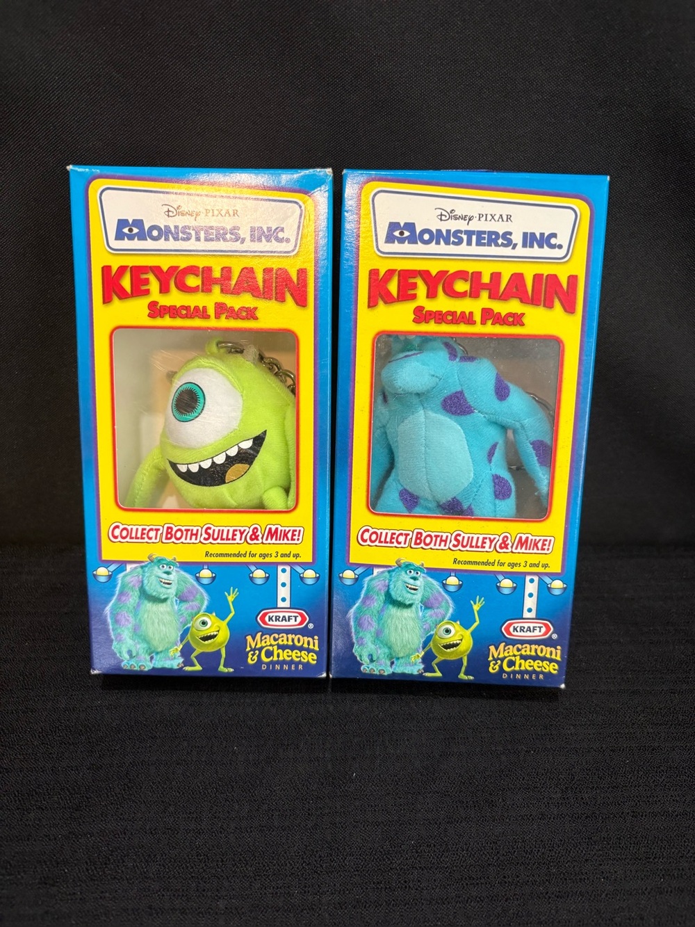 vintage 2001 Disney Pixar Monsters, Inc. Mike Wazowski & Sulley plush keychain